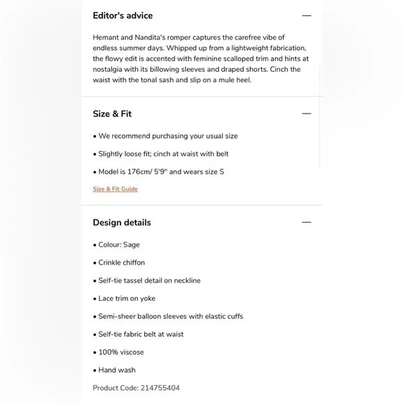 HEMANT & NANDITA Nora Romper in Viscose Paisley Print Long Sleeve Lace Detail - Picture 7 of 16